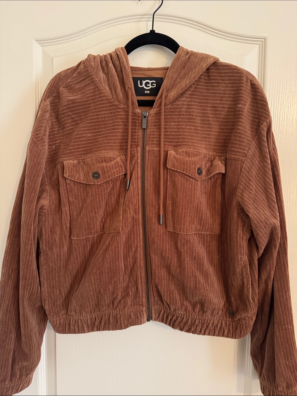 UGG Ribbed Corduroy Zip Hoodie Jacket Size L
